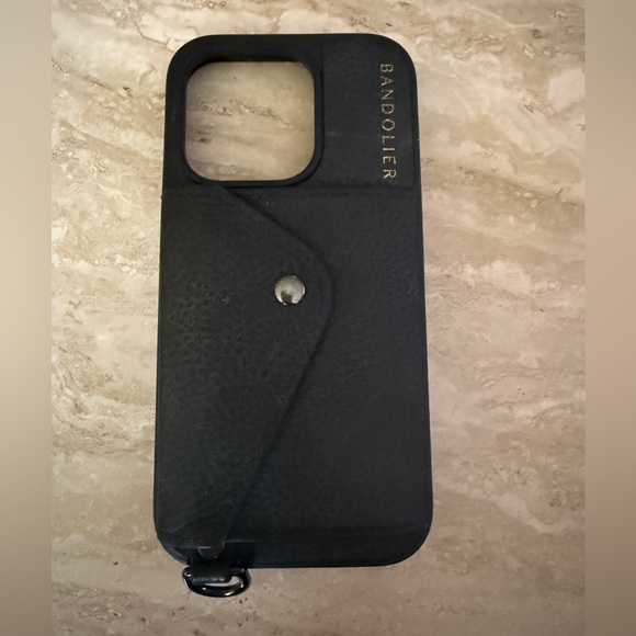 Bandolier Black Leather Phone Case